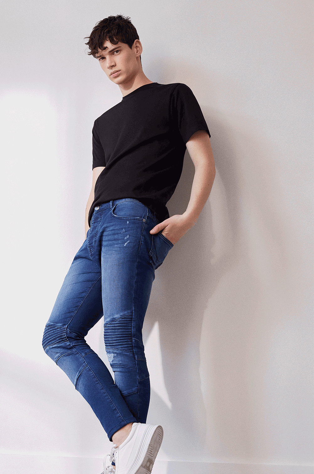 Heren Kleding voor voor Jeans voor Skinny jeans TOPMAN Katoen Skinny Jeans Met Stretch En Gerepareerde Scheuren in het Zwart voor heren 